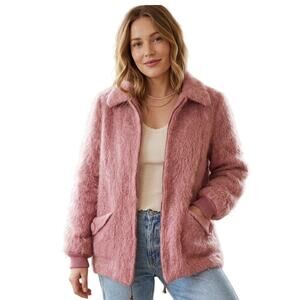 Vintage Andrew Stewart Womens Mohair Wool Jacket S/M Pink Soft Girl Scotland